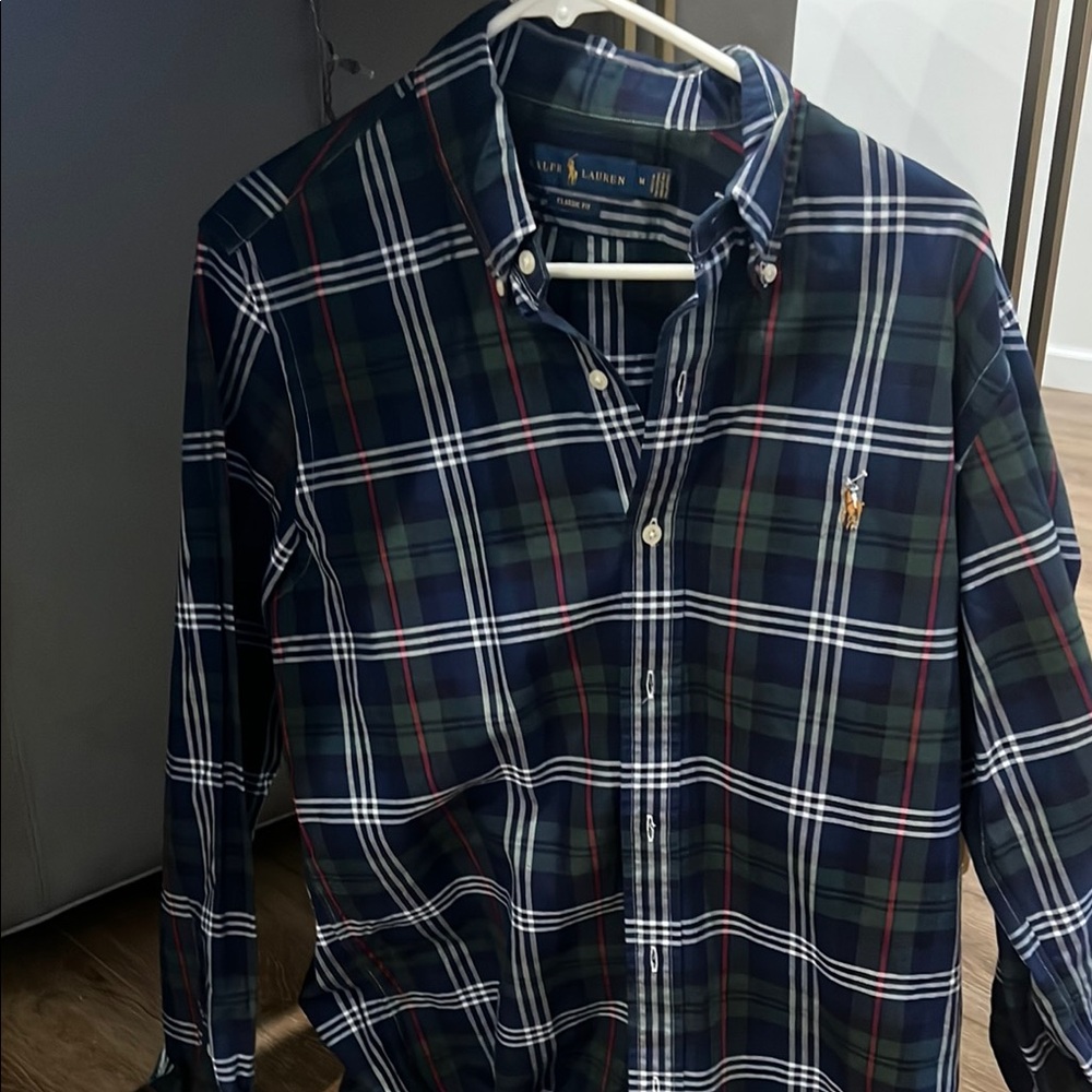 Ralph Lauren Blue and Green Casual Button Down Shirt